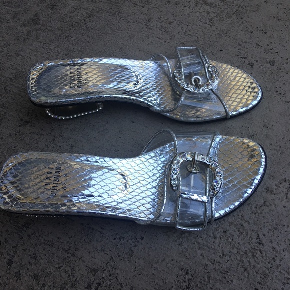 Stuart Weitzman Shoes - Stuart Weitzman Clear Jelly Metallic Slide Sandals